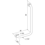 RVS Wandbeugel – 90° gehoekt 30 x 60 cm links